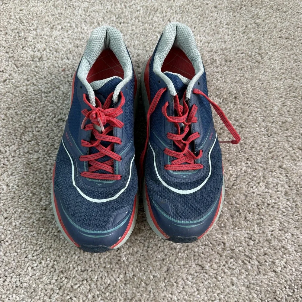 Hoka One One Shoes Womens Size 7.5 Blue Mesh Trail Running Sneakers Cushioned